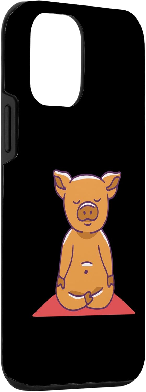 Funda divertida para iPhone 12 mini cerdo de yoga