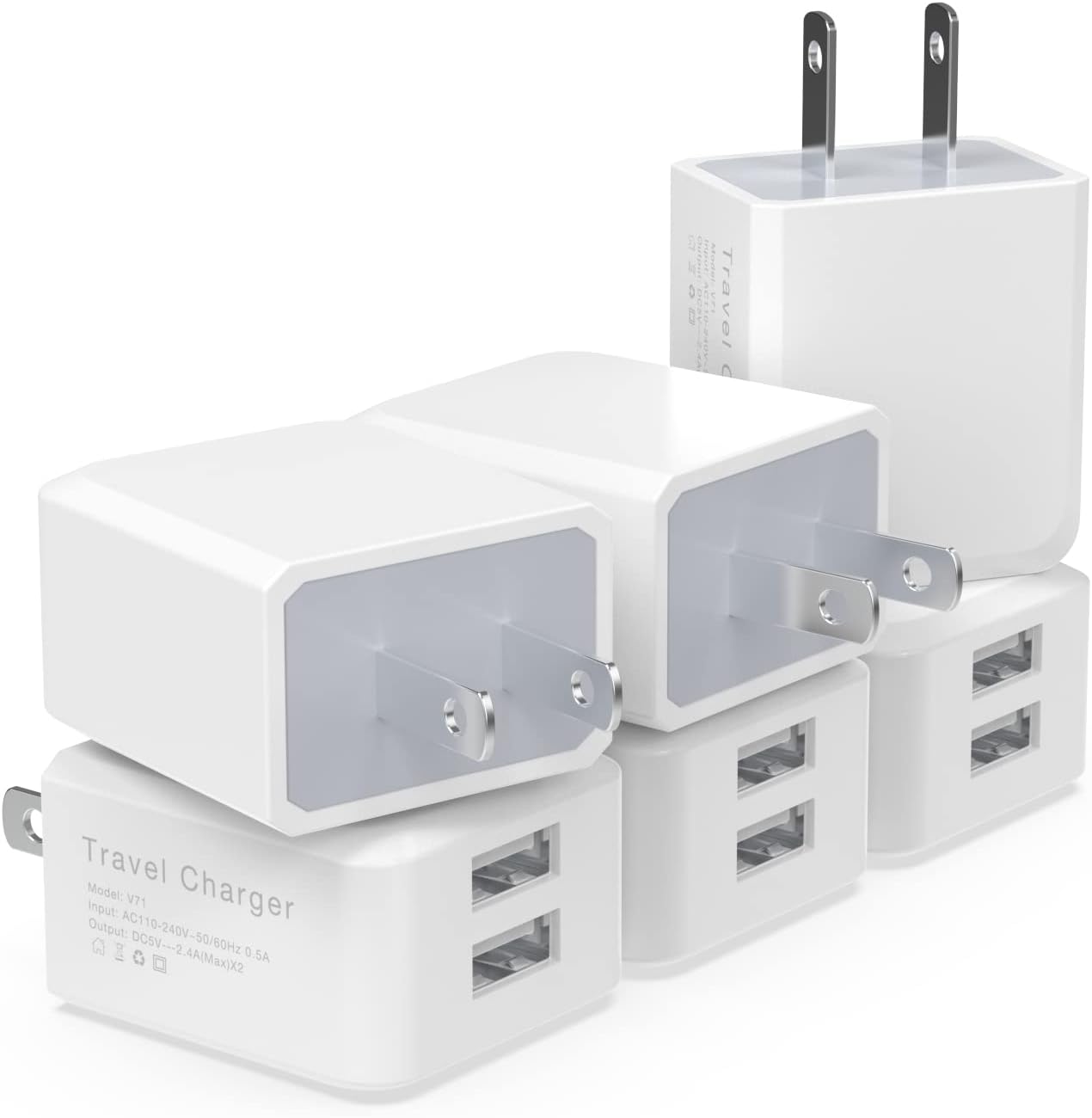 Paquete de 6 cargadores de pared USB, iGENJUN 2.4A de doble puerto USB, adaptador de corriente, bloque de enchufe para iPhone 15141312ProPro