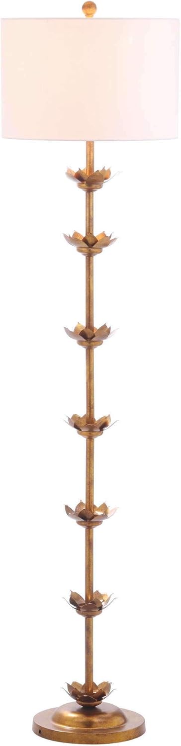 Safavieh FLL4003A Lighting Collection Landen Leaf – Lámpara de pie de color dorado antiguo de 63.5 pulgadas, metal