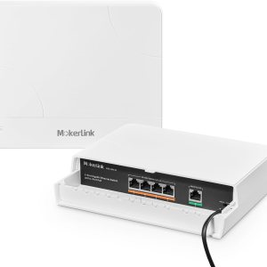MokerLink Interruptor POE Gigabit para exteriores de 5 puertos, con 4 puertos POE+ de 1000 Mbps, 78 W IEEE802.3afat, interruptor sin ventilador Plug MokerLink Interruptor POE Gigabit para exteriores de 5 puertos, con 4 puertos POE+ de 1000 Mbps, 78 W IEEE802.3afat, interruptor sin ventilador Plug