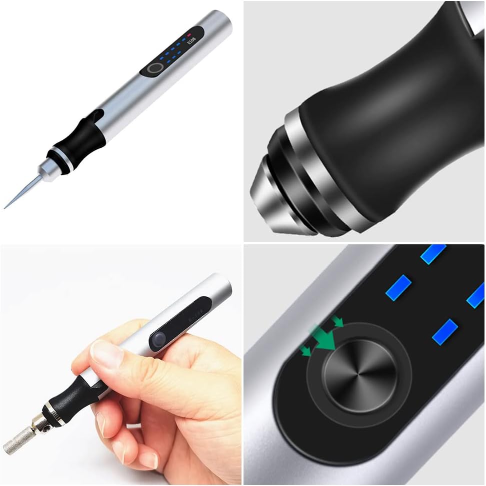 Máquina de grabado inalámbrica con 35 bits, grabador recargable por USB, bolígrafo de grabado giratorio portátil para tallar joyas, vidrio, piedra,
