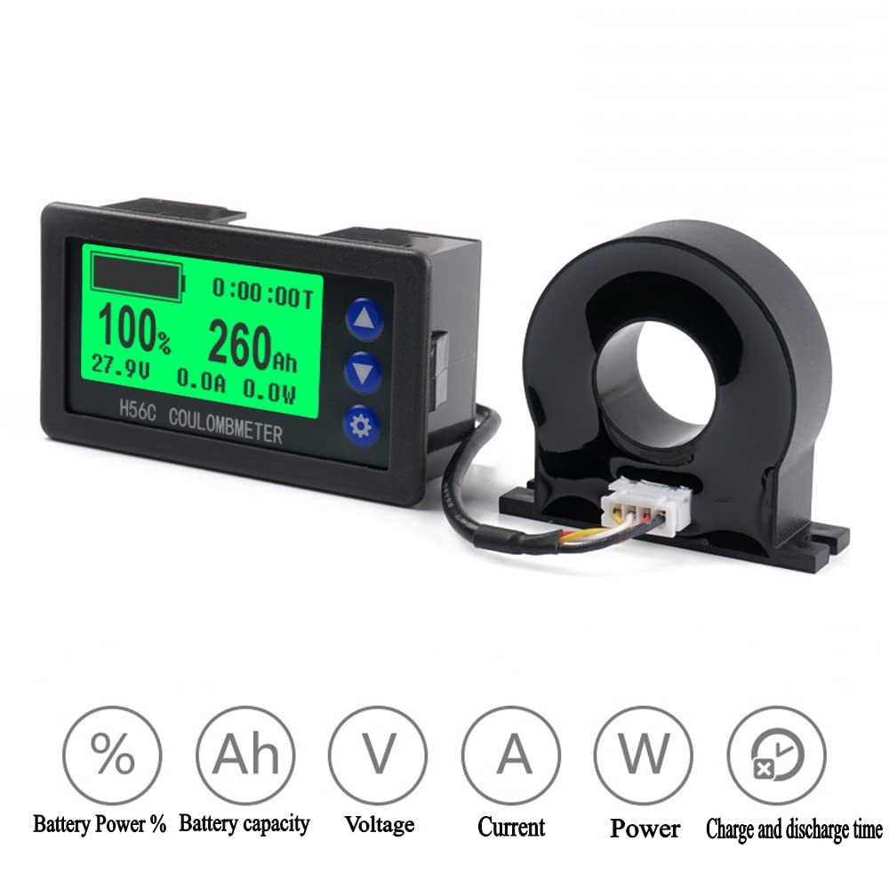Monitor de batería Hall Sensor Coulomb Tester DC 9  100 V 100A400A Voltímetro digital Amperímetro Capacidad de la batería Potencia Electricidad AH