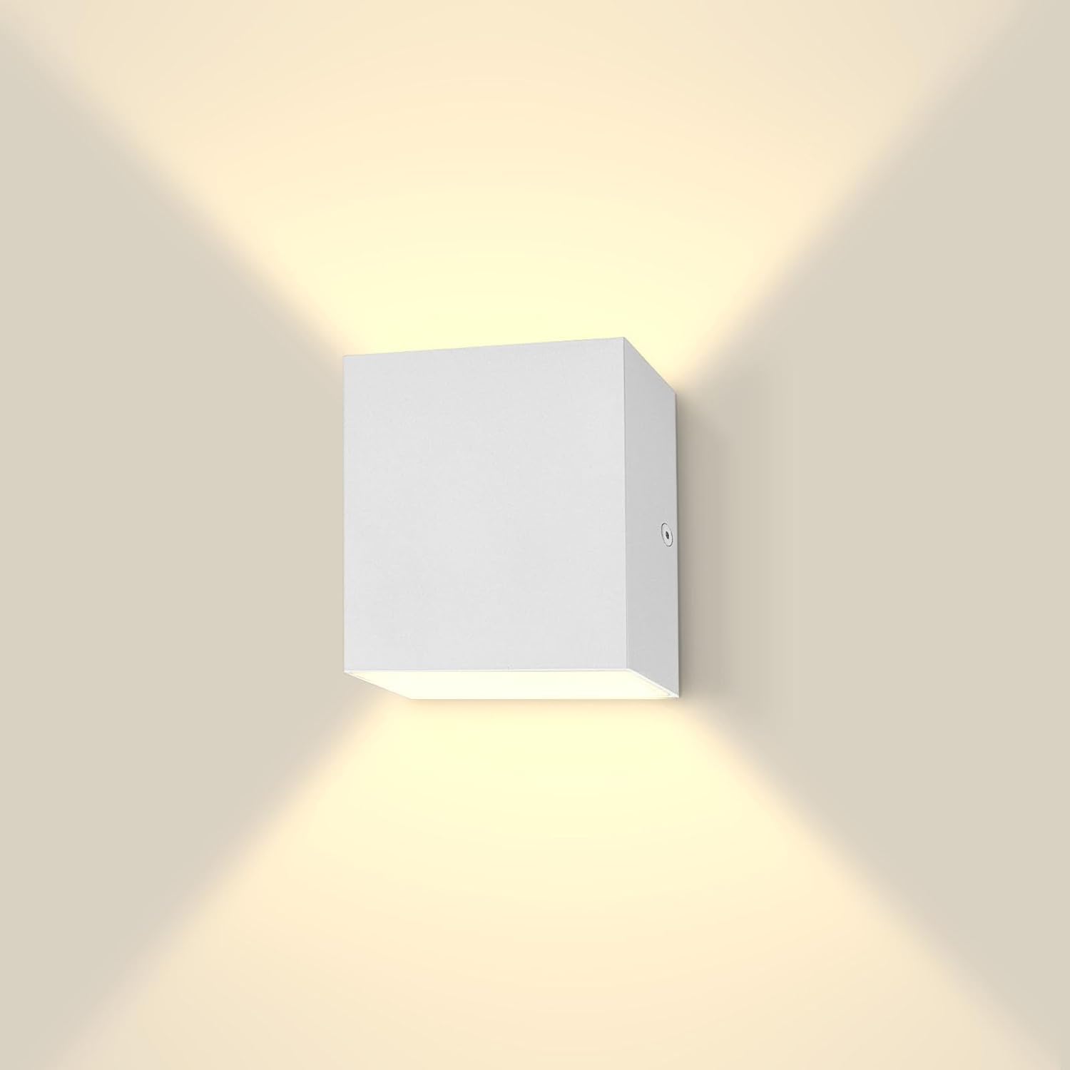 LUXRITE Aplique de pared cuadrado LED arriba y abajo, metal, 5CCT 2700K  3000K  3500K  4000K  5000K, moderna lámpara de pared para interiores y