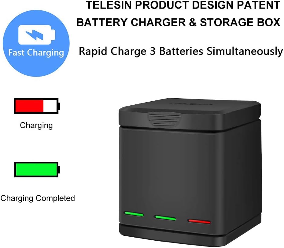 Paquete de 2 baterías para Hero 8765, batería USB de 3 canales, cargador rápido con cable tipo C compatible con GoPro Hero 8 Negro, Hero 765 negro