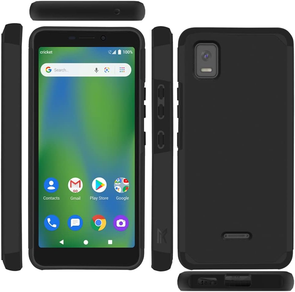 TJS Funda compatible con Cricket Debut Smart 2022, híbrida de doble capa (compatible con montaje magnético), a prueba de golpes, protección contra