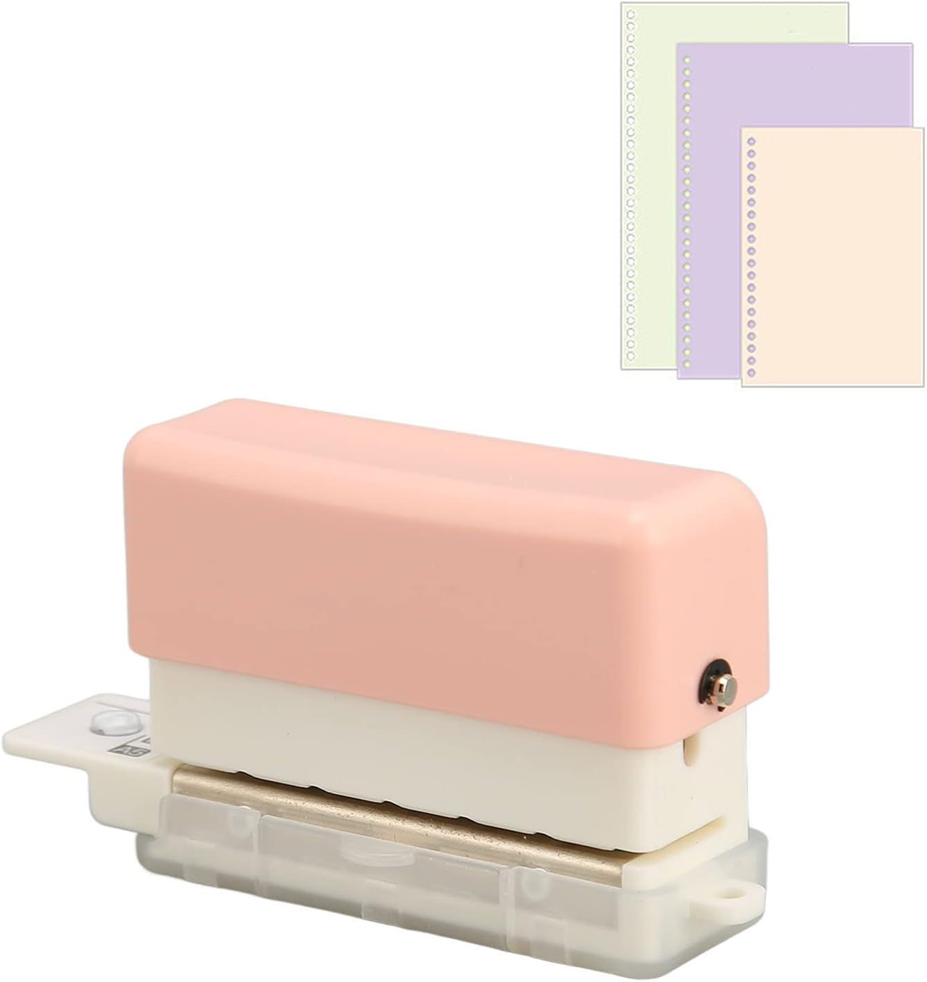 Perforadora de agujero, bonito estilo pequeño, mini perforadora portátil para manualidades de papel, planificadores y carpetas (rosa)