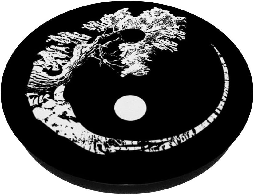 Bonsai Tree Print Zen Spirit Yin Yang – Soporte para teléfonos y tabletas, Negro