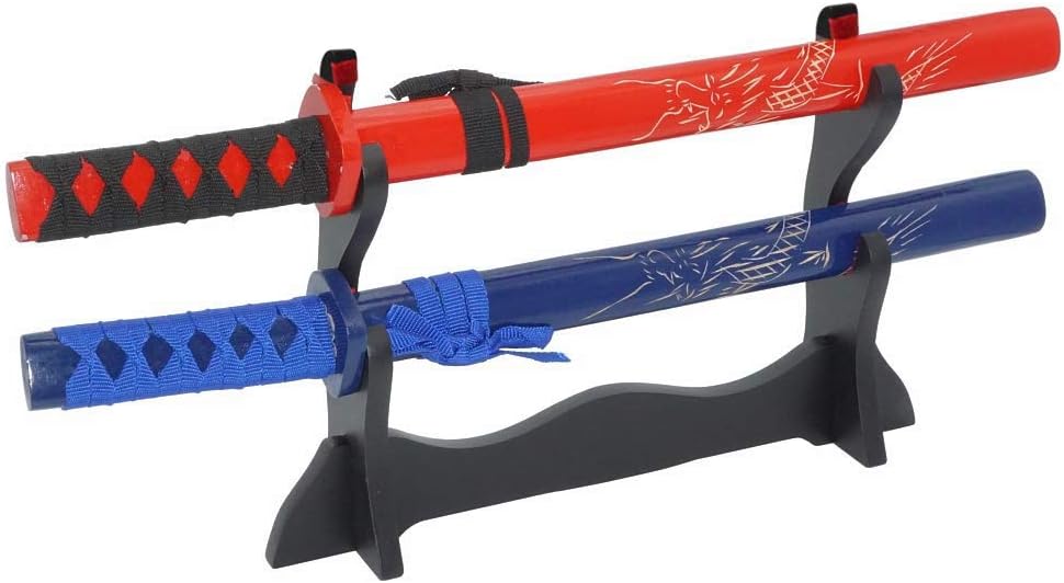 Sword Stand,Samurai Sword Katana Holder Stand Bracket Rack Display Black 2Tier