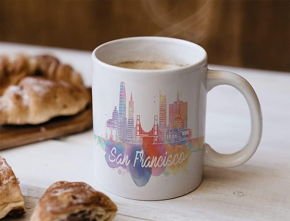 Regalos y recuerdos de San Francisco California, tazas de café, regalos de graduación de San Francisco para él, vasos únicos, taza de cerámica de 11