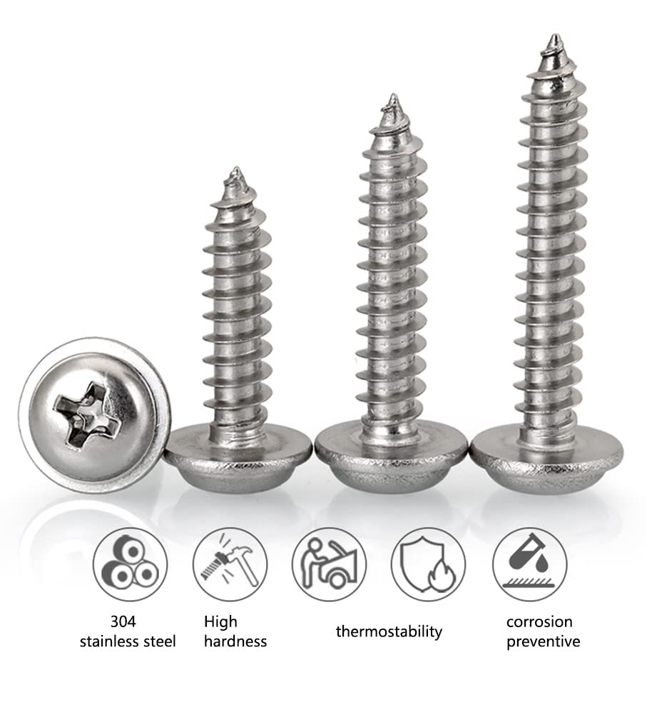 Tornillos para madera Tornillos de acero inoxidable Quick Metal Autoperforantes Phillips Truss Head (#6 * 12″) (100 piezas)