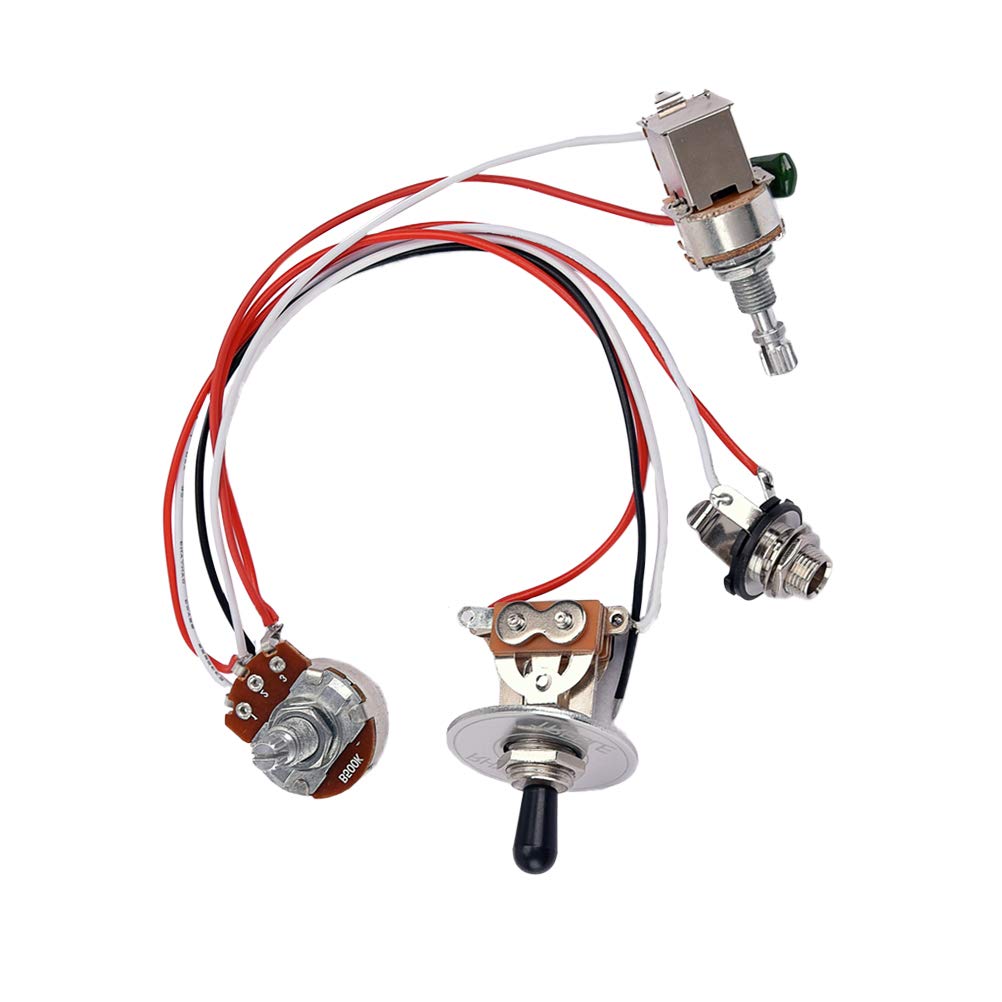 1 juego de arnés de cableado para guitarra eléctrica, kit precableado de 3 vías, 1 volumen, 1 tono, potenciómetro de 500 K