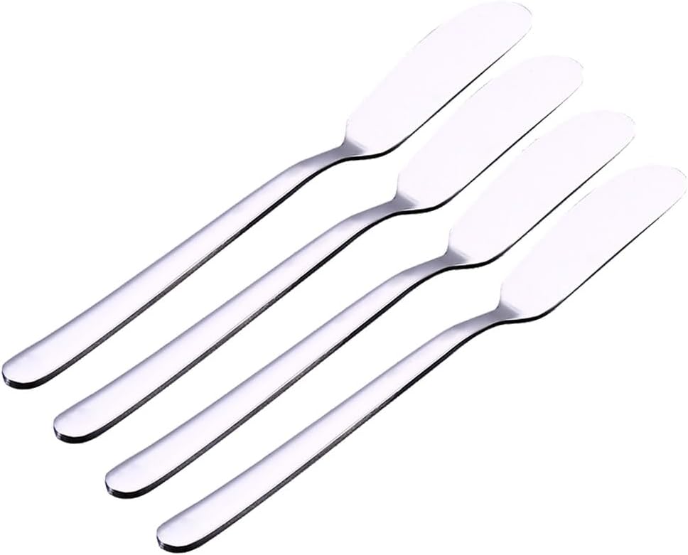 ccHuDE 4 unidades de esparcidores de queso de acero inoxidable, cuchillos de mantequilla, cuchillos para untar queso crema, cuchillos pequeños para