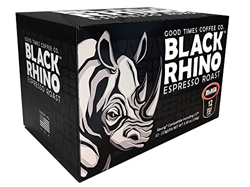 Black Rhino Espresso Roast – Tazas individuales para cafeteras Keurig K-Cup, 12 unidades
