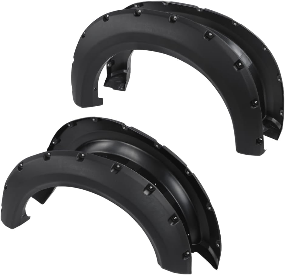 CNNELL Fender Flares – Funda de rueda negra con textura de remache de bolsillo, 4 piezas, compatible con Ford F150 09-14 Styleside solo con modelos