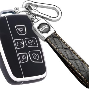 ontto Funda para llave de coche Land Rover para Range Rover LR2 LR4 Evoque Protección completa, color negro ontto Funda para llave de coche Land Rover para Range Rover LR2 LR4 Evoque Protección completa, color negro