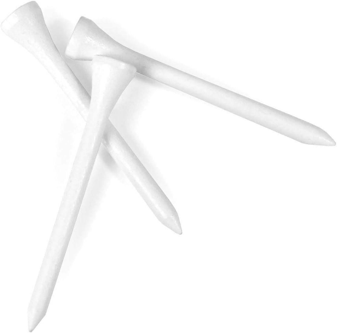 Hireko Tour Gear Wood Golf Tees White, Assorted Sizes 2-34 inch or 3-14 inch Tall Golf Tees, 100, 500 Bulk Packs
