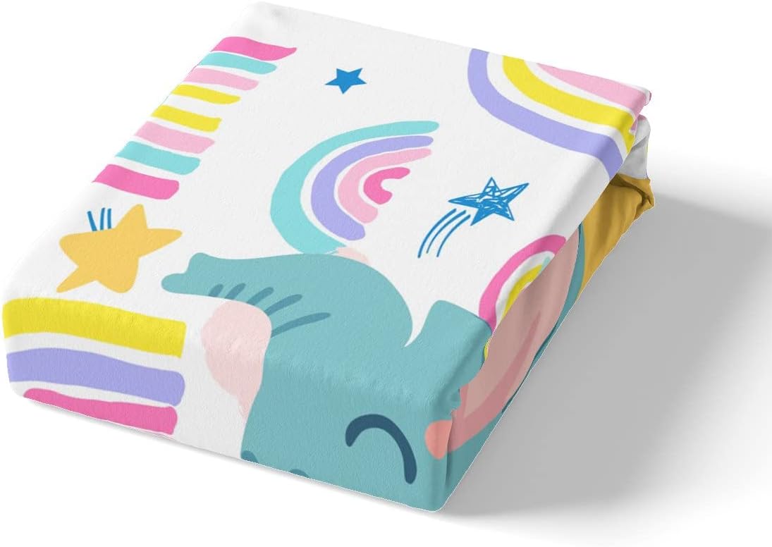 Feelyou Juego de edredón con diseño de arco iris, juego de ropa de cama con estampado de elefante, lindo juego de edredón acolchado de animales para