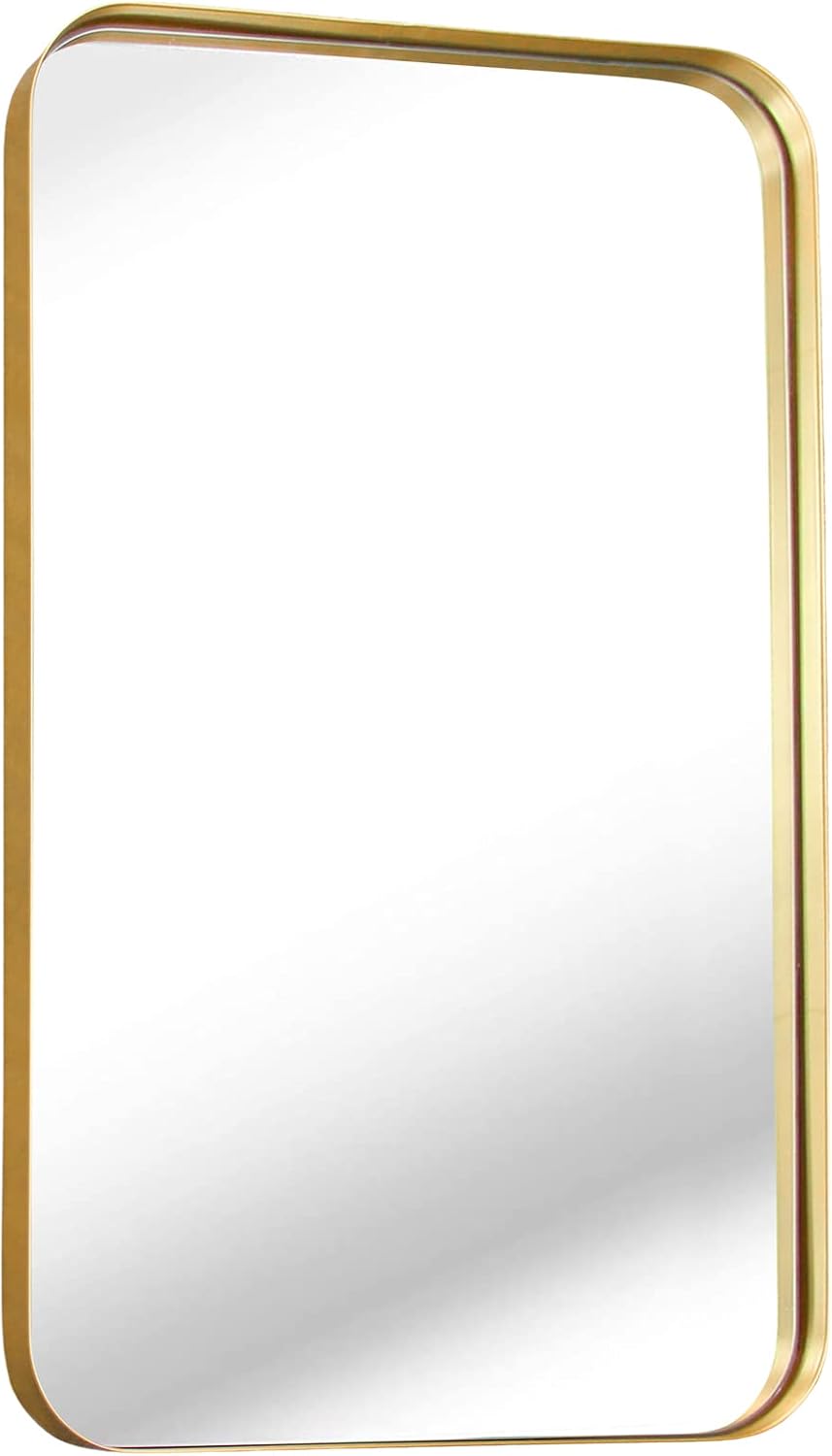 zenmag Espejo de baño dorado, espejo de baño de 30 x 20 pulgadas, espejo de baño rectangular con marco de metal, espejo grande para montaje en pared