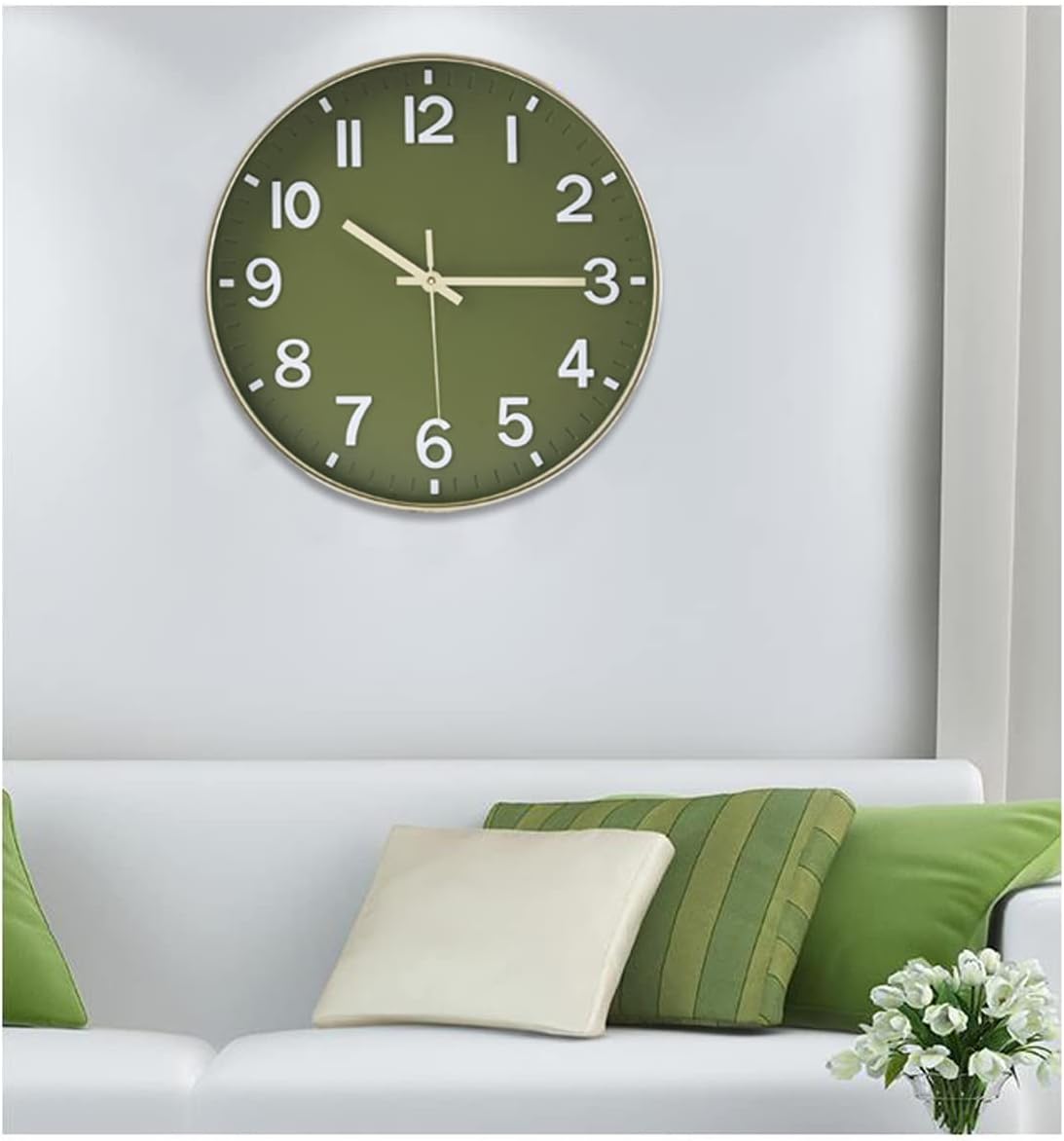 Reloj de pared de 12 pulgadas, moderno, redondo, silencioso, sin tictac, funciona con pilas y se aplica a dormitorio, sala de estar, sala de estudio
