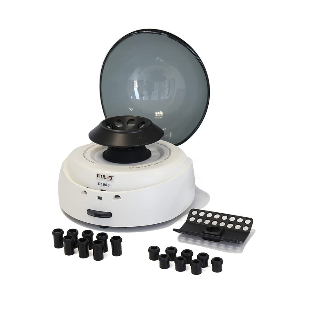 ULAB Mini centrífuga, micro centrífuga de laboratorio de sobremesa 7000RPM, bajo ruido, 2 rotores para 8 tiras de PCR de 0.20.51.50.1 fl oz y 0.0 fl
