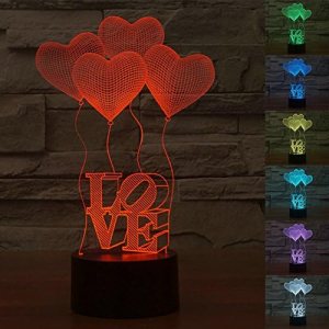 3D romántica amor corazón globos luz noche 16 cambio de color LED control remoto lámpara de escritorio acrílico plana ABS base USB decoración del 3D romántica amor corazón globos luz noche 16 cambio de color LED control remoto lámpara de escritorio acrílico plana ABS base USB decoración del