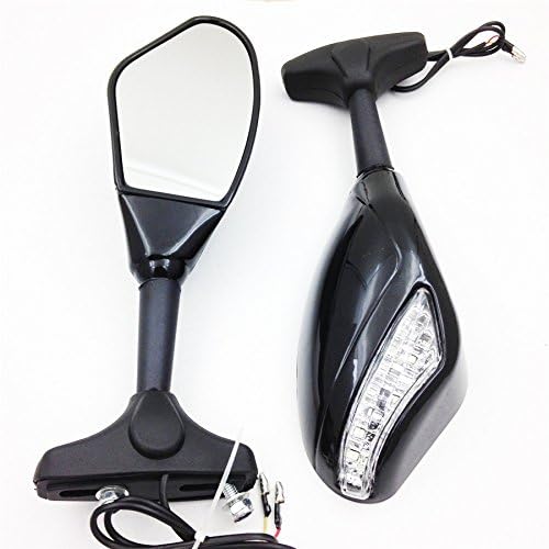 SMT-Gloss – Espejos laterales de señal de giro LED integrados color negro compatible con Suzuki GSXR 600750 GSXR 1000 1100 Hayabusa GSF 600S 1200