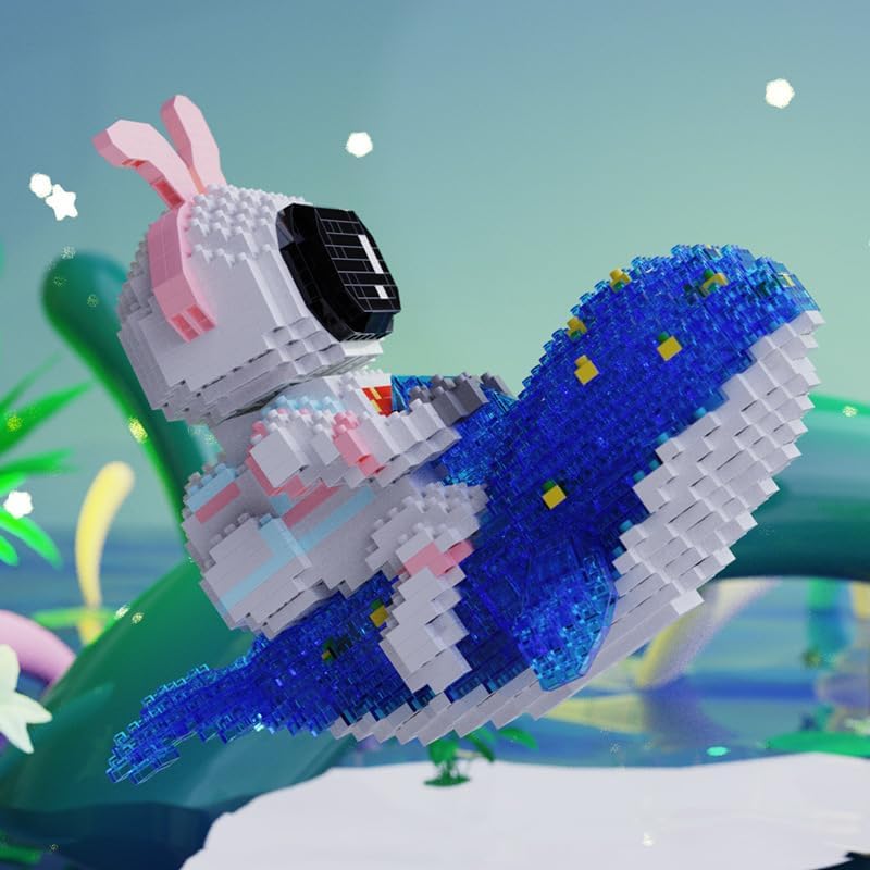 Kit de construcción de microladrillos de astronauta para niños y adultos, juguetes espaciales con kit de iluminación LED, compatible con ballena