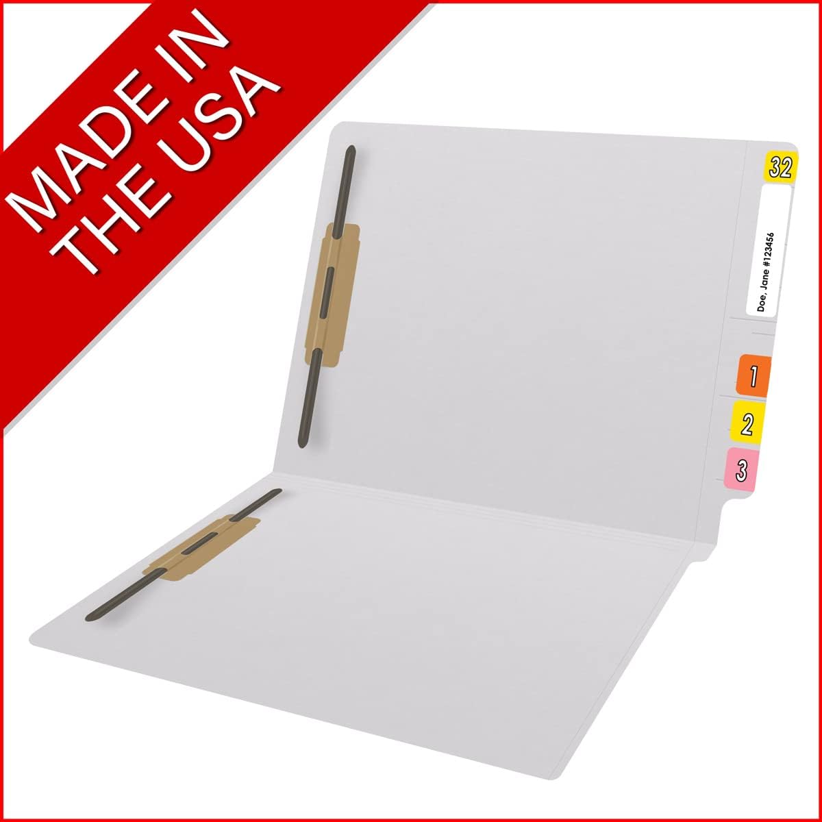 Carpetas de color de 14 puntos, pestaña final de 2 capas de corte completo, tamaño carta, 2 cierres en posición #1 y #3, blanco (caja de 50)