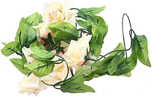 Sunnyskar Flower 2.4m Artifical Flowers Rose Decoration Vine Delicate Artificial Leaf Garland Plant Vine Fake Wedding Parties Decor Supplies –