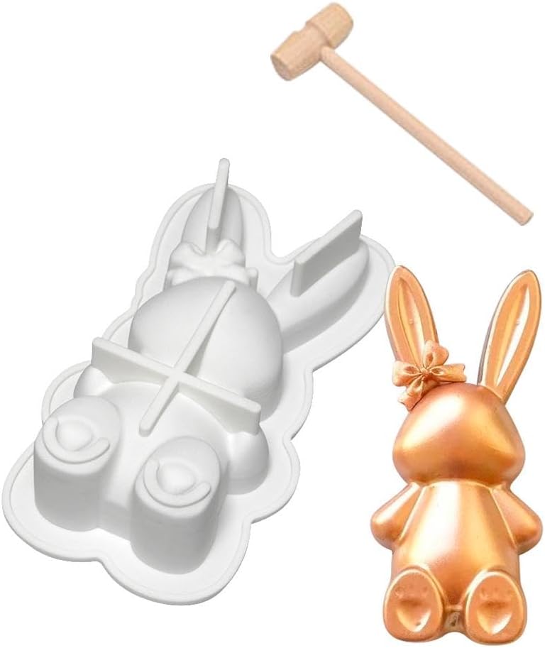 Molde de conejo de silicona para huevos de Pascua para chocolate, conejo 3D, conejo, huevo de Pascua, molde de silicona para pastel de Pascua, molde