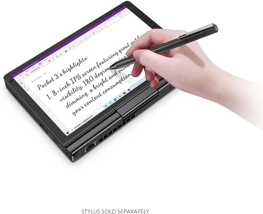 GPD Mini portátil Pocket 3 con CPU N6000 de cuatro núcleos, 8 GB LPDDR4x RAM, SSD NVMe de 512 GB, pantalla táctil de 1920 x 1200p Windows 11, Wi-Fi