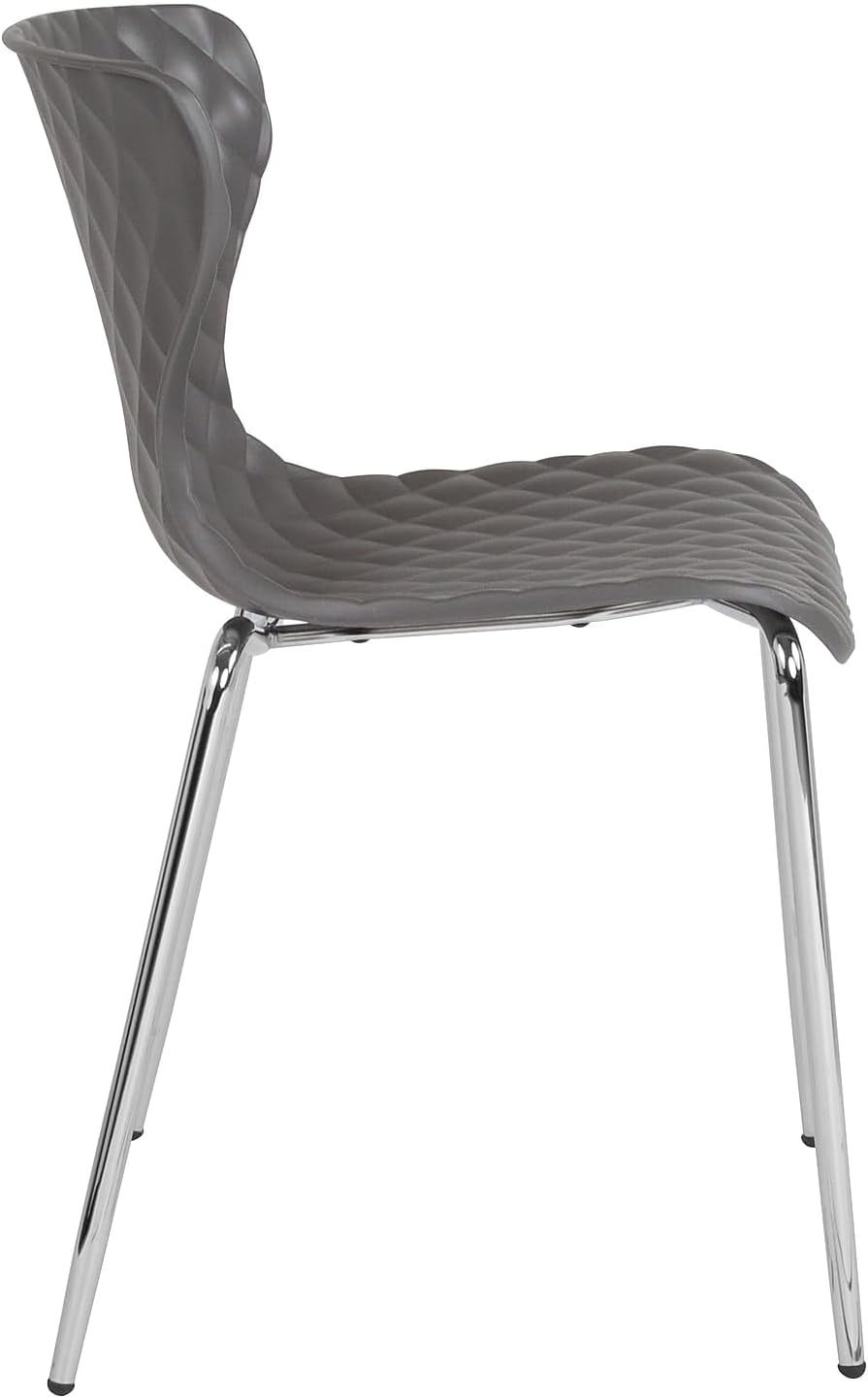 Flash Furniture Lowell Silla apilable de plástico gris con diseño contemporáneo