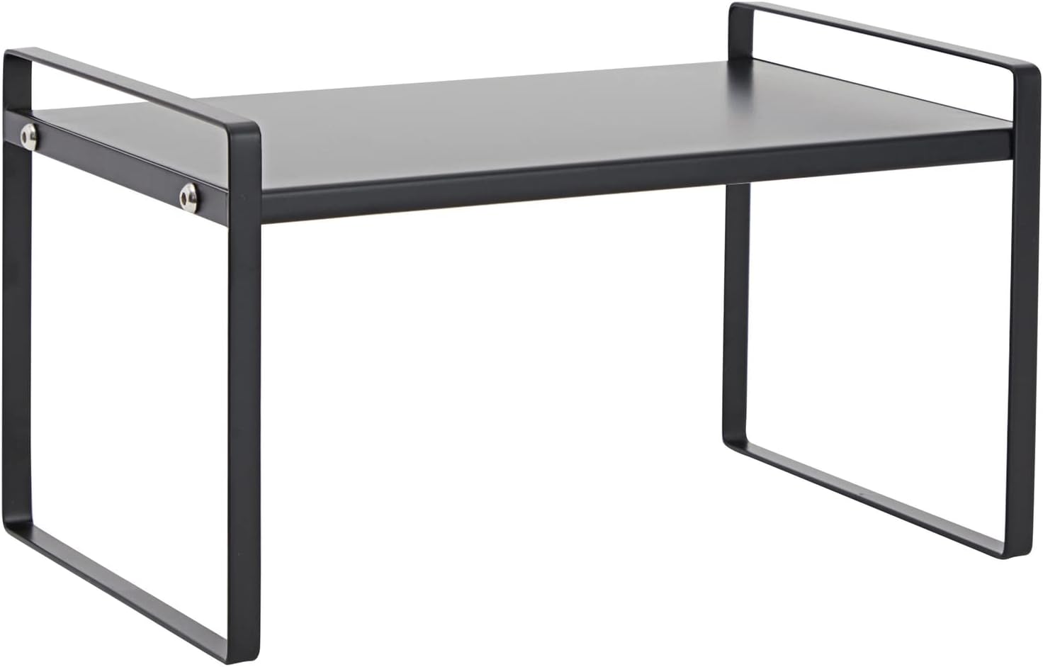 Juvale Paquete de 2 organizadores de estantes negros para gabinetes de cocina, estantes apilables para almacenamiento de cocina, elevador de metal