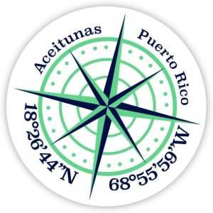 Aceitunas Puerto Rico 4-Inch Fridge Magnet Latitude Longitude Compass Design Aceitunas Puerto Rico 4-Inch Fridge Magnet Latitude Longitude Compass Design