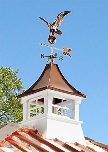 Charleston Cupola con veleta Eagle, 24 pulgadas. Cuadrado, 63 pulgadas de alto