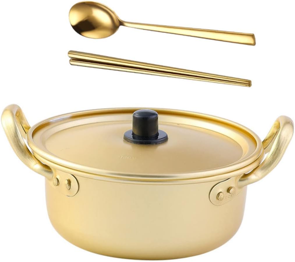 ABOOFAN Olla de fideos instantáneos para el hogar, utensilios de cocina de acero inoxidable, cuenco de fideos coreanos, ollas coreanas eléctricas