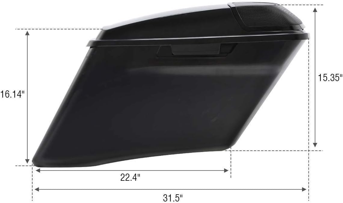 TCMT Alforjas extendidas de 4 pulgadas y altavoces de 5 x 7 pulgadas para Harley Touring Road King Road Glide Street Glide Electra Glide 2014-2023