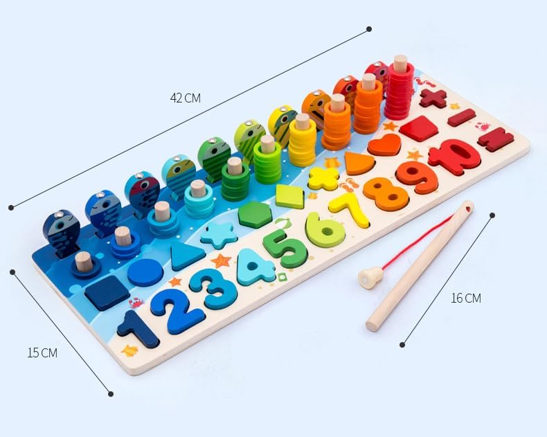 COMACE Rompecabezas de números de madera para actividades de niños pequeños – Juguetes Montessori para niños pequeños Juego de conteo de
