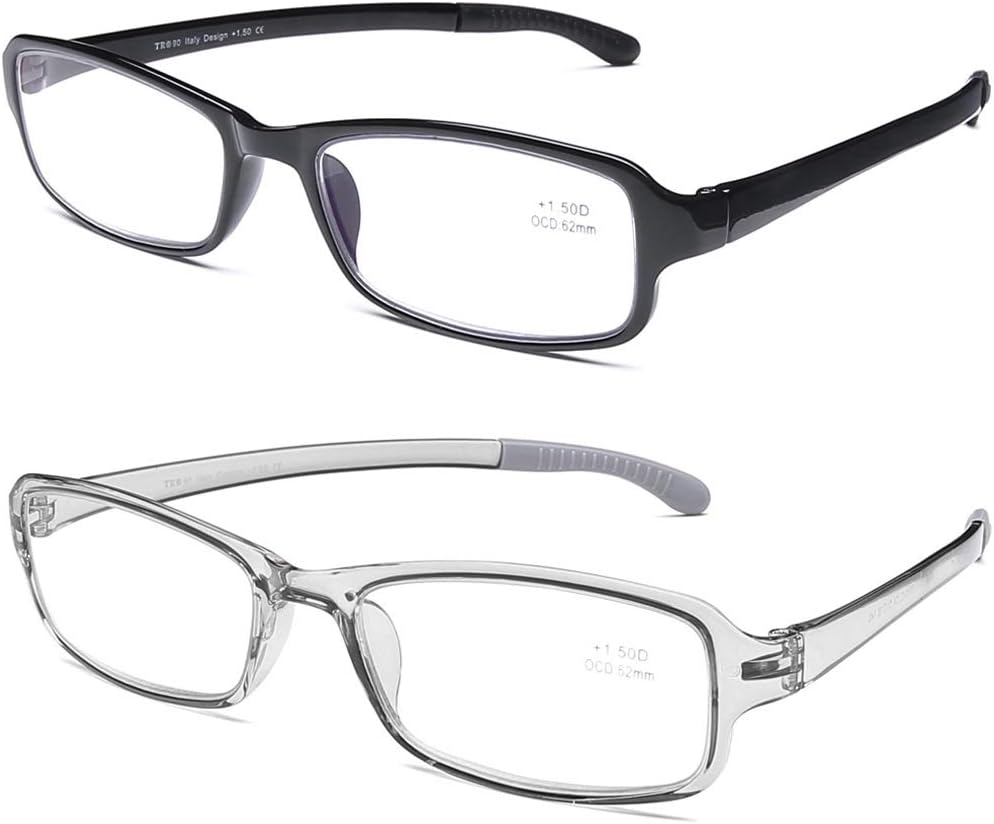 DOOViC Paquete de 2 lentes de lectura con bloqueo de luz azul, 1.25 de fuerza, flexibles, ligeros, antifatiga ocular, para computadora para mujeres