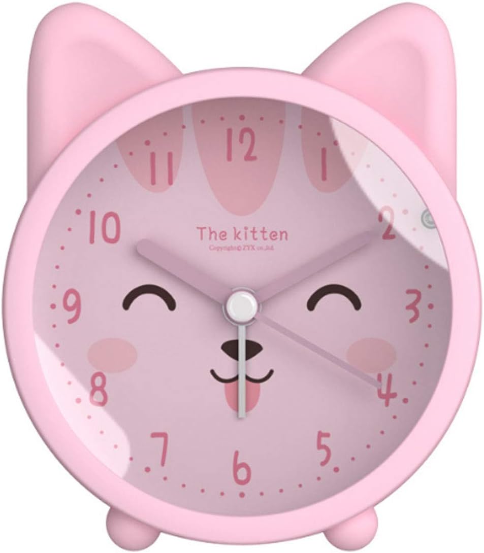 Niños Lindo Animal PerroGato Despertador Silencioso No Ticking Silicona Reloj Noche Luz Reloj De Viaje