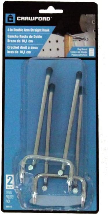 CRAWFORD PROD DIV OF JARDEN SAFETY 14444 Gancho de clavija de doble brazo, 4 pulgadas, paquete de 2