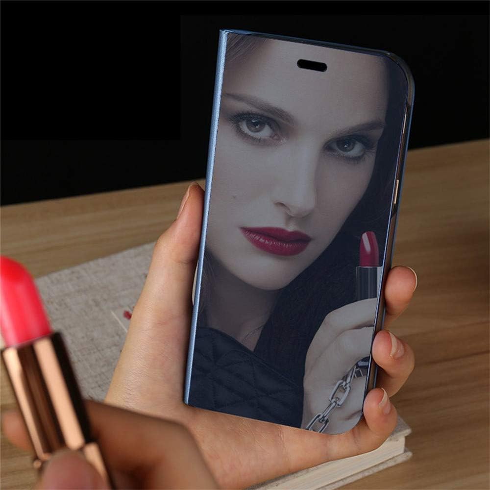LEECOCO Galaxy Note 10 Plus Funda delgada de lujo transparente con ventana galvanizada espejo Flip Ultra delgado cuerpo completo Kickstand Bookstyle