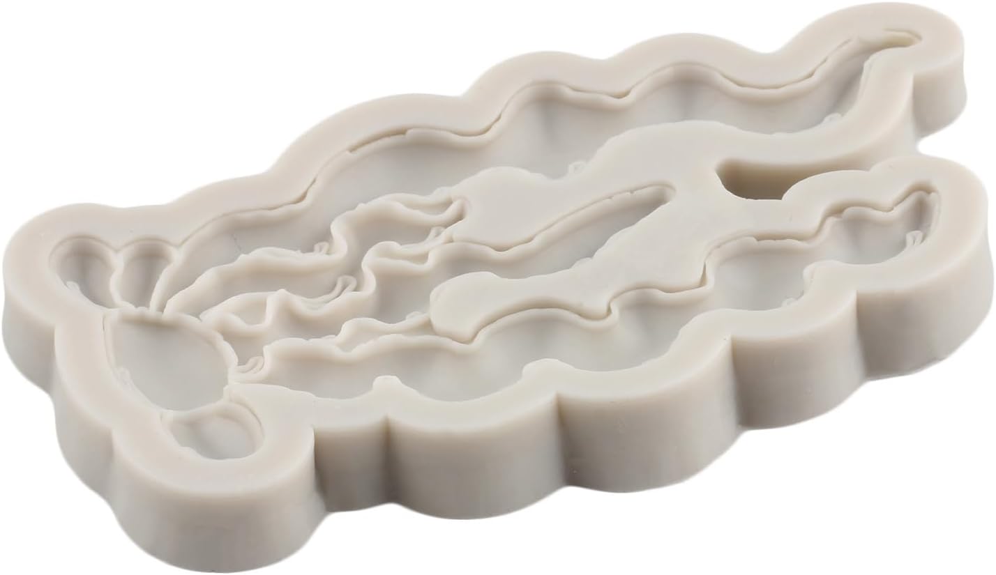 Molde para pastel de fondant con temática marina, sirena, concha, concha, coral, algas marinas, tortugas marinas, delfín, molde de silicona para