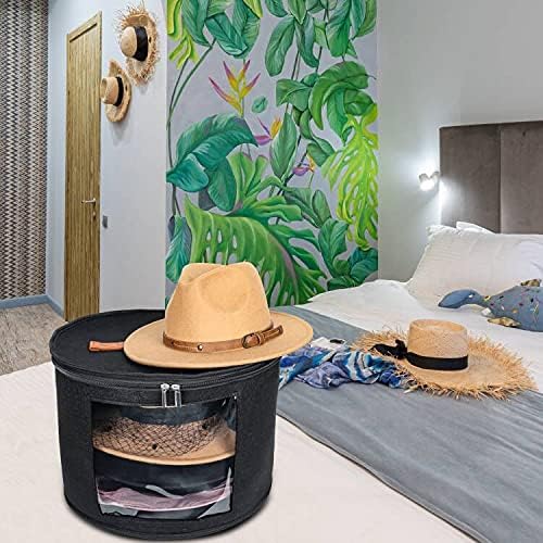 Cajas para sombreros para mujer, caja de almacenamiento para sombreros, estuche de viaje, caja de almacenamiento plegable para sombreros con tapas,