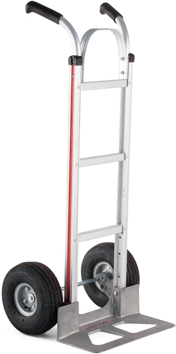 Magline HMK116UA4 – Camión de mano de aluminio, mango de doble pistola acampanada, ruedas neumáticas, capacidad de 500 libras