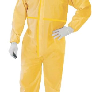 Tiger Tough – Overol de protección química resistente  Trajes de materiales peligrosos con capucha y cremallera  Traje químico amarillo duradero Tiger Tough – Overol de protección química resistente  Trajes de materiales peligrosos con capucha y cremallera  Traje químico amarillo duradero