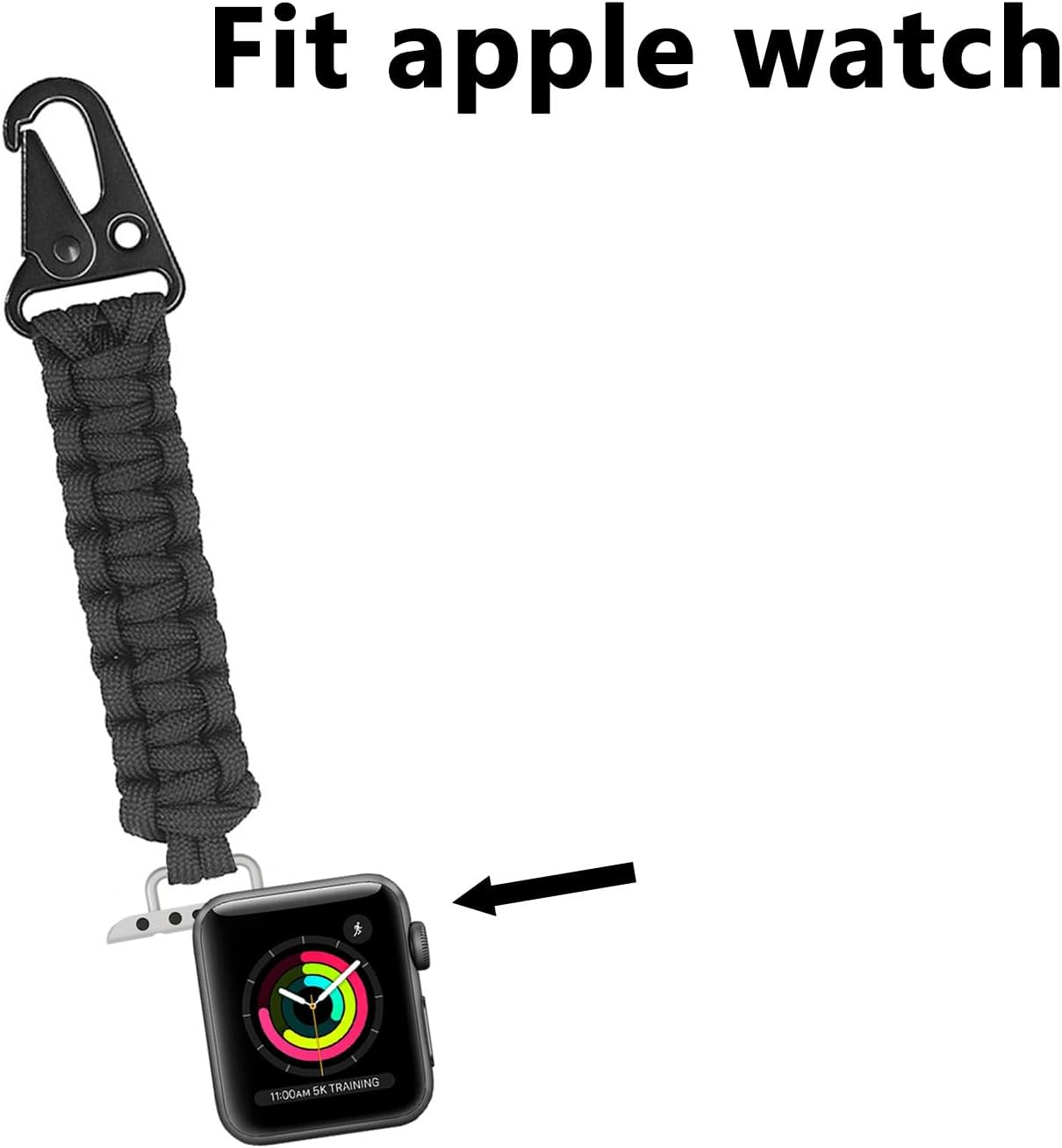 Paracord Keychain Clip Compatible with all Apple Watch Models,Series Ultra 2,iWatch Series 9 8 7 6 5 4 3 2 1 SE Ultra