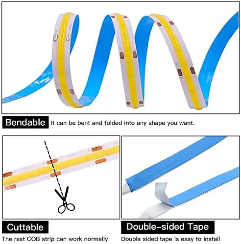 Xunata COB – Tira de luces LED, 6.6 ft6.6 pies, flexible, flexible, flexible, flexible, luces LED COB de 5 V, 320 LEDsm, color rosa, no impermeable,