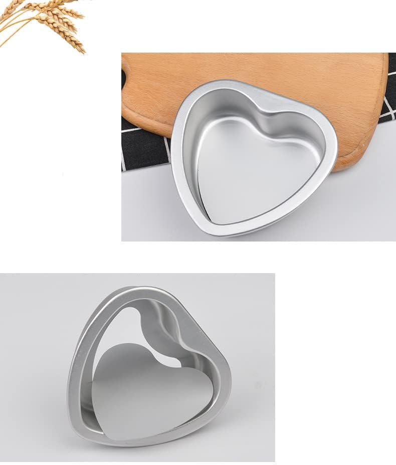 Molde de aluminio para pasteles en forma de corazón de varios tamaños, bandeja inferior extraíble, molde de aluminio para tartas, molde de pastel de