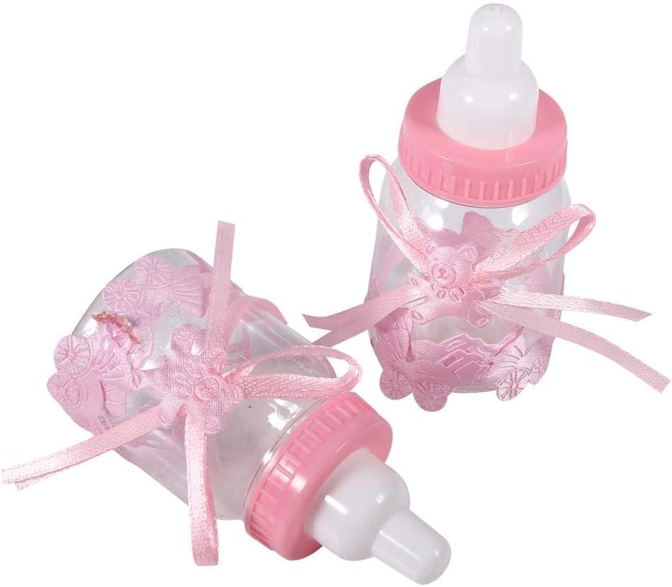 12 botellas de chocolate para baby shower, caja de botellas de chocolate para niñas y niños, regalos de fiesta de baby shower, decoraciones (rosa)